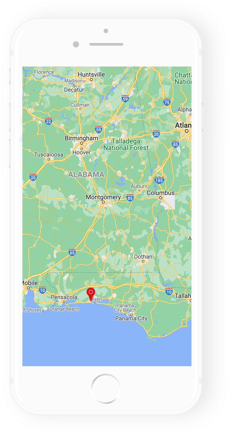 AL GA FL Map on phone Cell phone with map of Alabama, Georgia, and Florida illustration for TeCMEN Industry Day