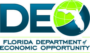 Green and blue logo for Florida Department of Economic Opportunity